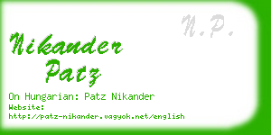 nikander patz business card